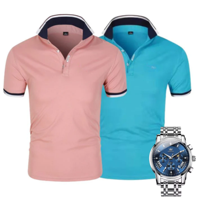 [2 pour 1] Pack Duo Polos Premiere + Montre Exclusive OFFERTE